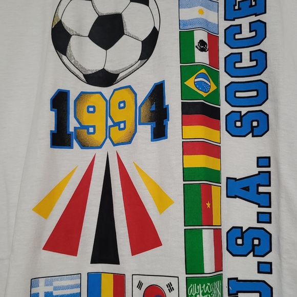 VINTAGE Men Size Large Bay Club 1994 U.S.A Soccer single stitched White Tshirt - Picture 2 of 9
